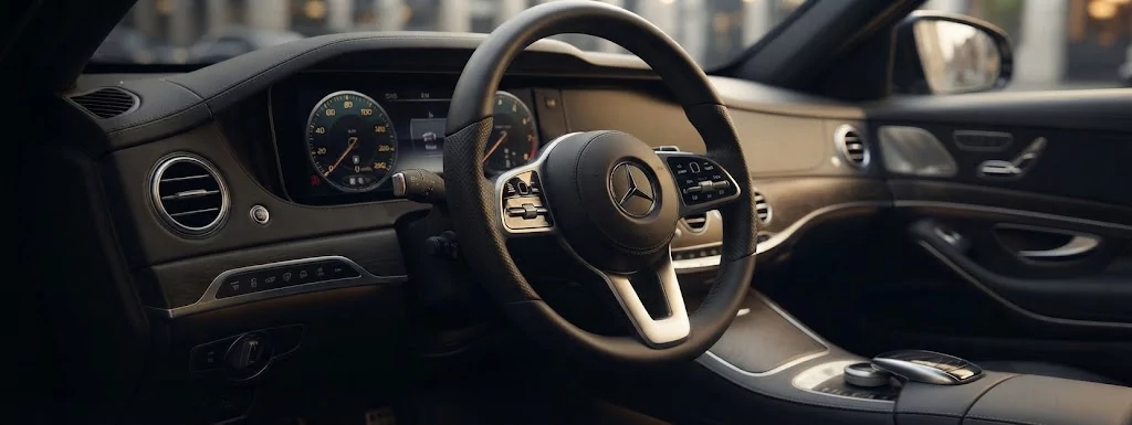Intérieur confortable d’une berline noire de taxi